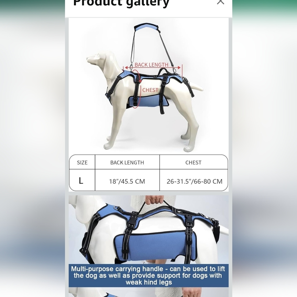 Large Dog Lift Assist Full Body Harness
